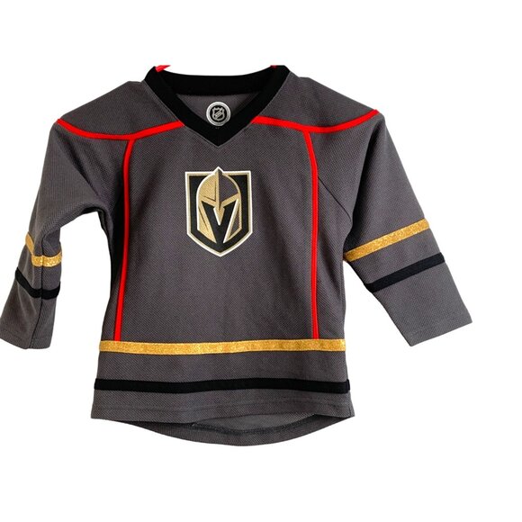 NHL Vegas Golden Knights Youth Size 3T Kids Jersey Gray EUC Gold Metalic 7080 - Picture 1 of 12